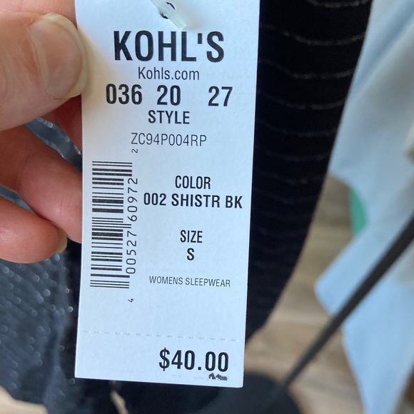 Croft & Barrow 2 piece PJ set metallic stripe top & black pant size S - Picture 15 of 15